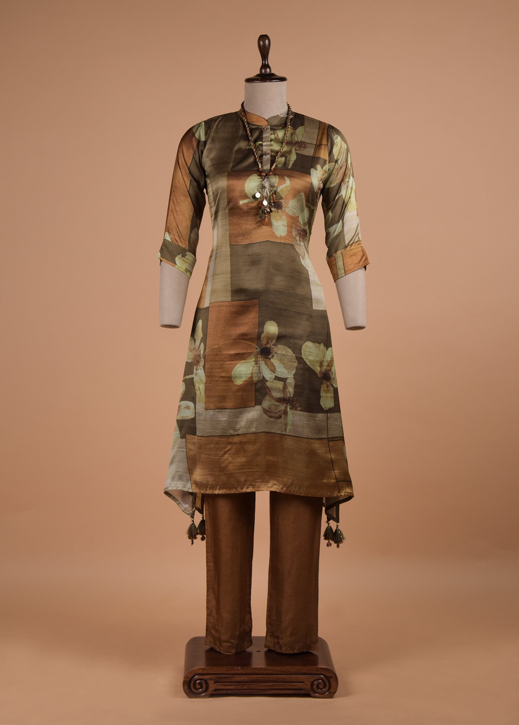 Multicoloured Cotton Silk Coord Set