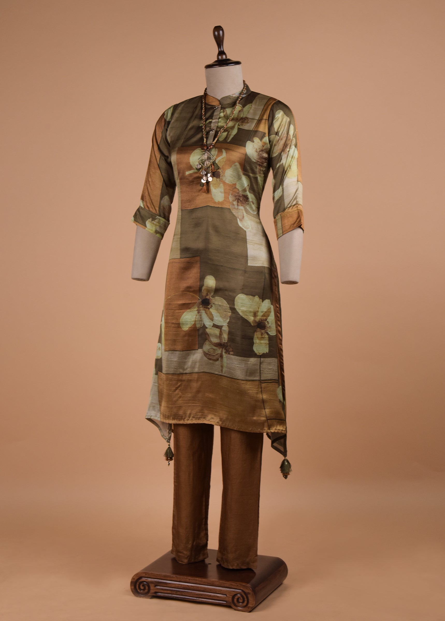 Multicoloured Cotton Silk Coord Set