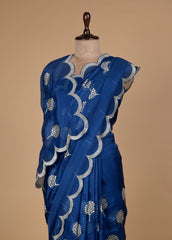 Blue Organza Embroidered Saree