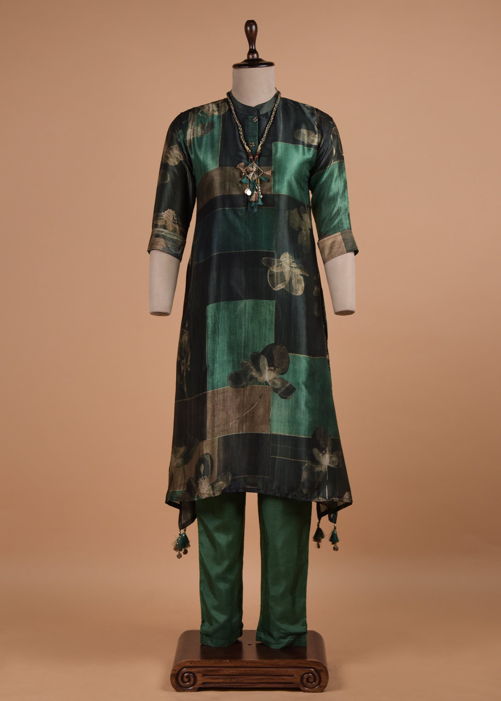 Green Cotton Silk Coord Set