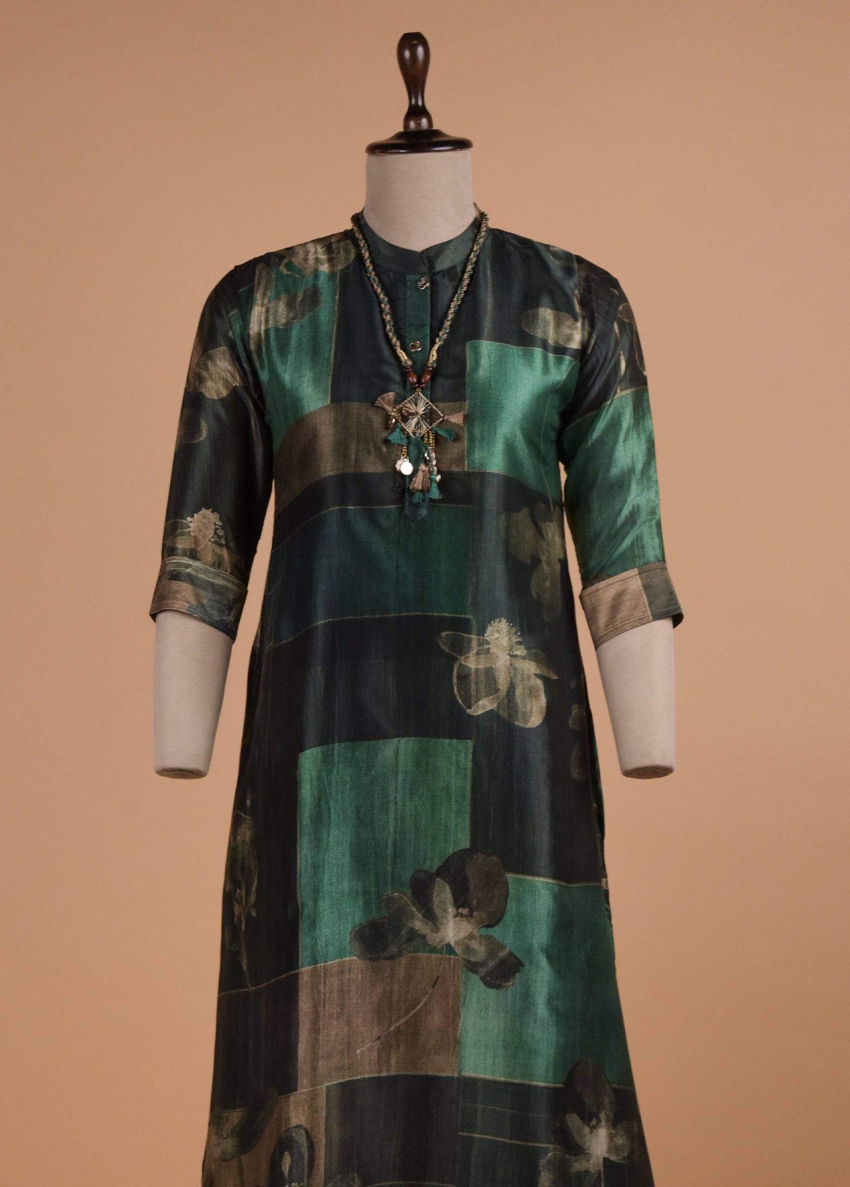 Green Cotton Silk Coord Set