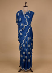 Blue Organza Embroidered Saree