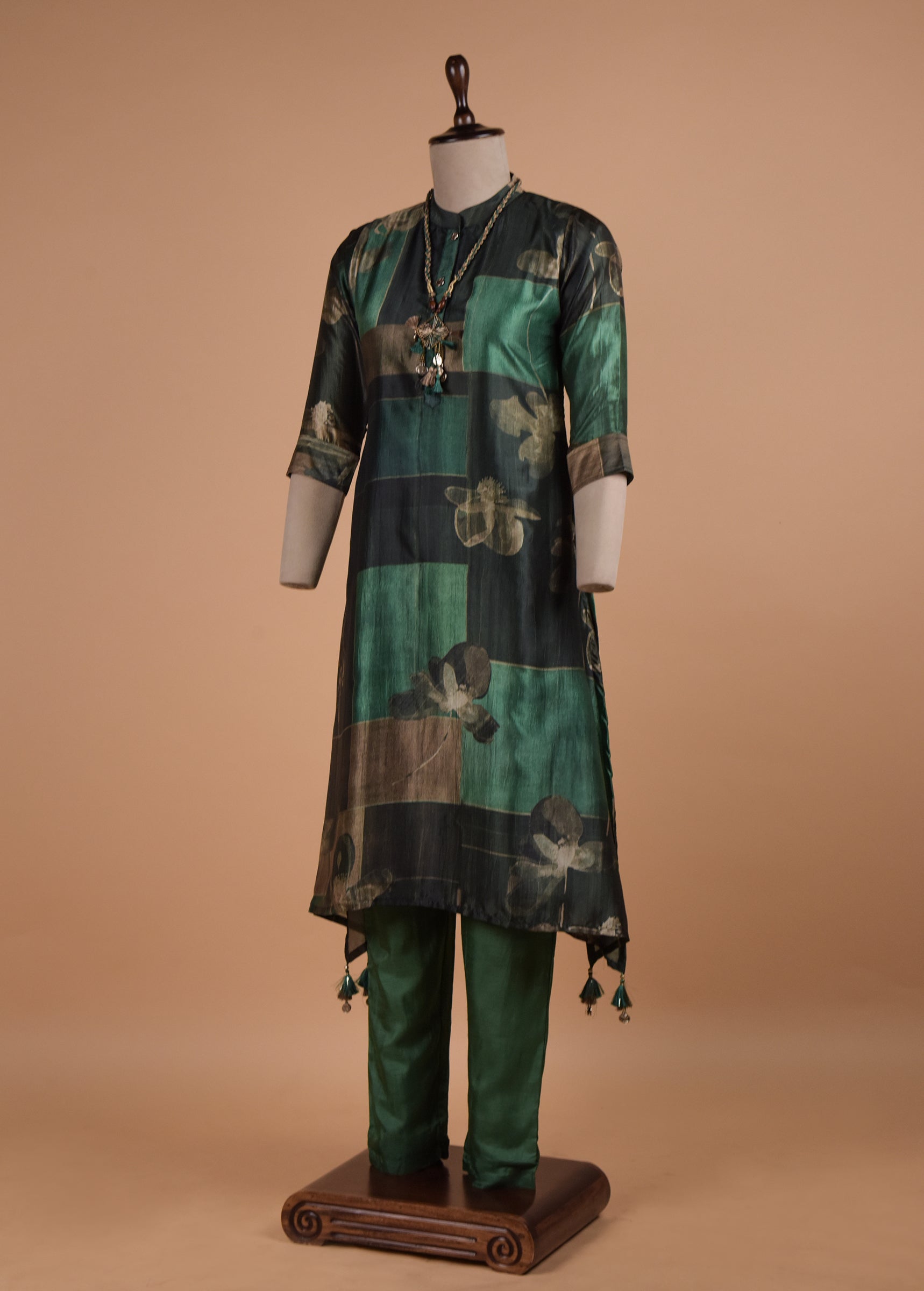 Green Cotton Silk Coord Set