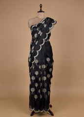 Black Organza Embroidered Saree