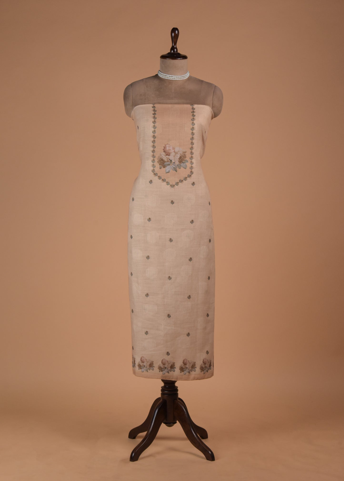 Beige Cotton Dress Material