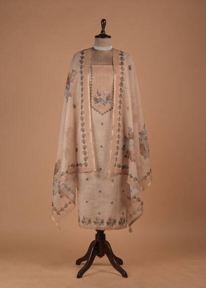 Beige Cotton Dress Material