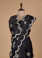 Black Organza Embroidered Saree