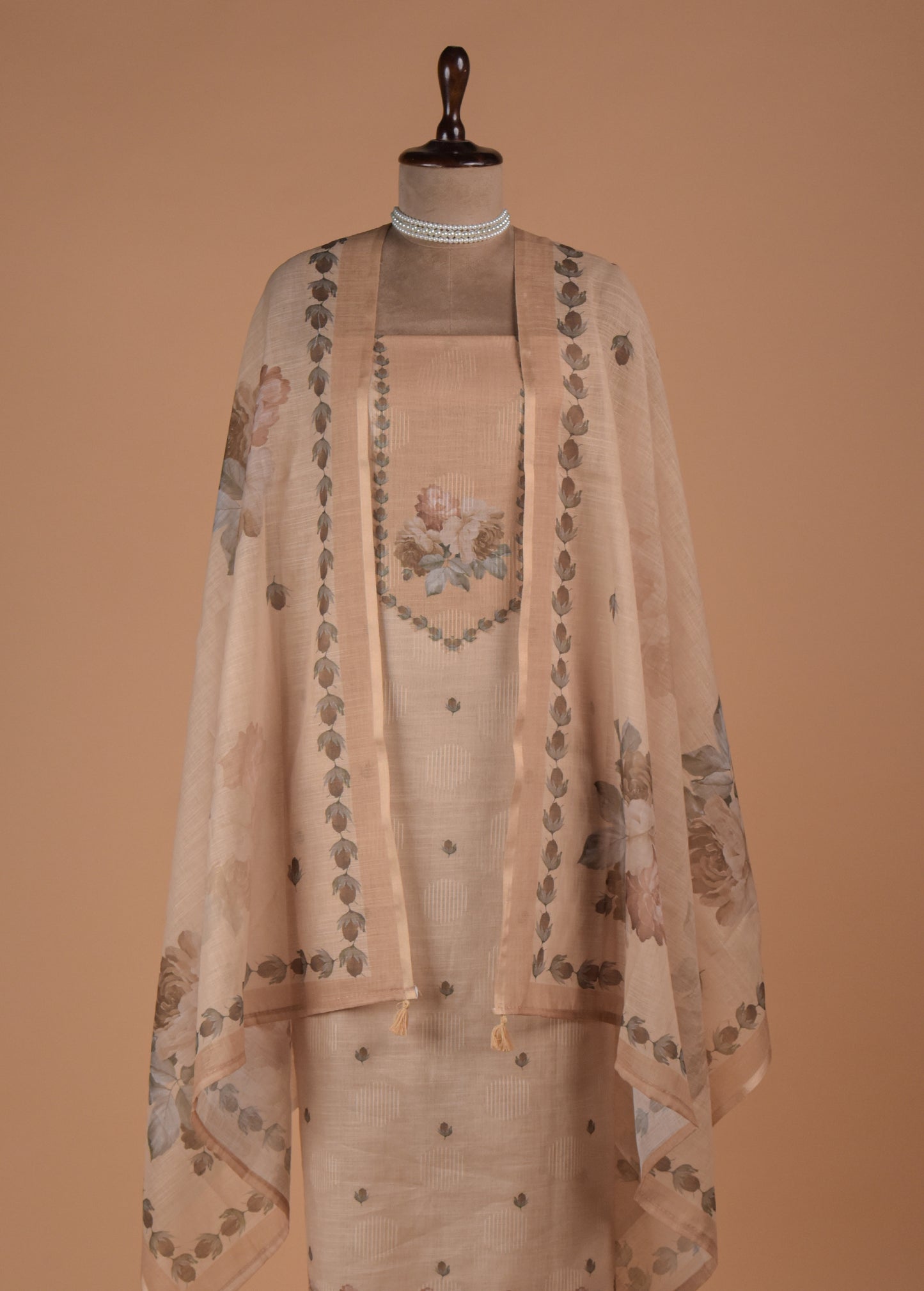 Beige Cotton Dress Material