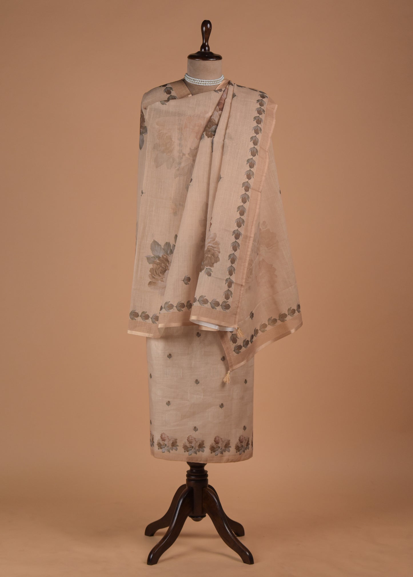 Beige Cotton Dress Material