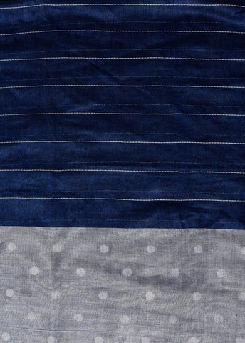 Blue Linen Cotton Saree