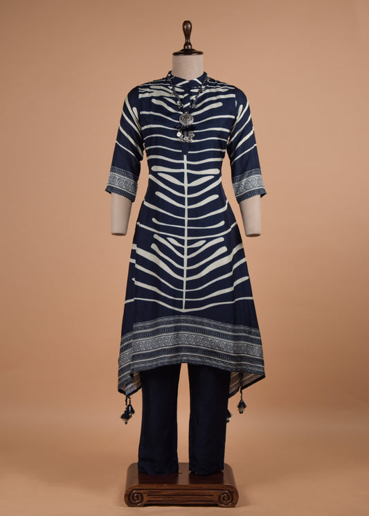 Blue Crepe Coord Set