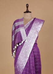 Purple Linen Cotton Saree