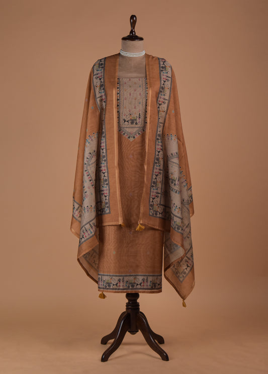 Beige Cotton Dress Material | Greenways Delhi