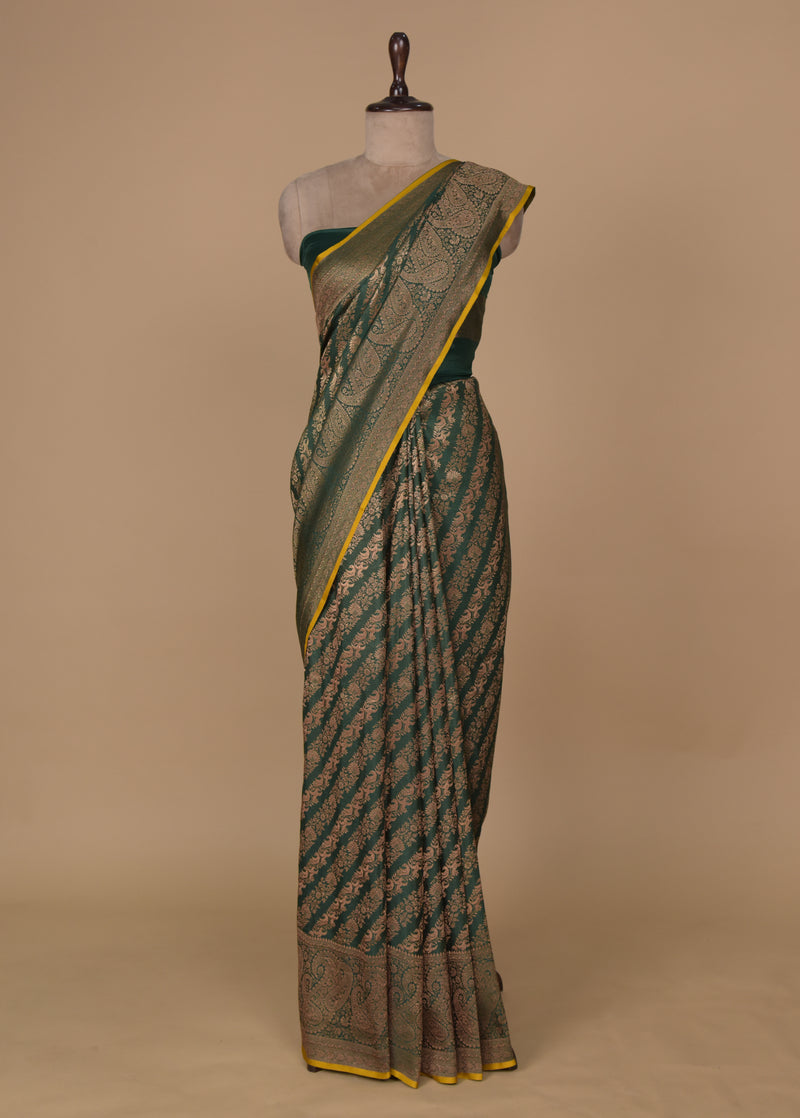 Green Crepe Banarasi Saree