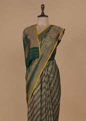 Green Crepe Banarasi Saree