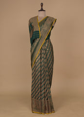 Green Crepe Banarasi Saree