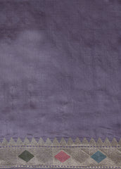 Purple Tussar Embroidered Saree