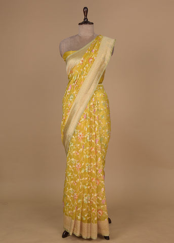 Yellow Kora Organza Banarasi Saree