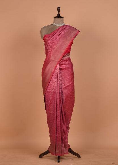 Pink Art Silk Banarasi Saree