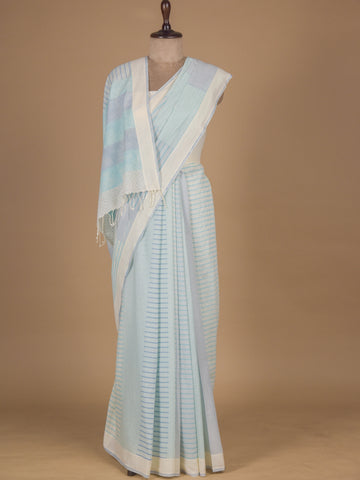 Blue Muslin Cotton Saree