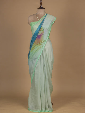 Multicoloured Chanderi Cotton Printed Saree