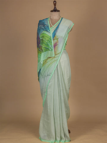 Multicoloured Chanderi Cotton Printed Saree