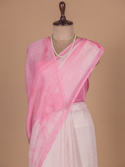 Pink Chanderi Cotton Printed Saree