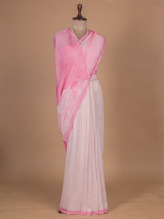 Pink Chanderi Cotton Printed Saree