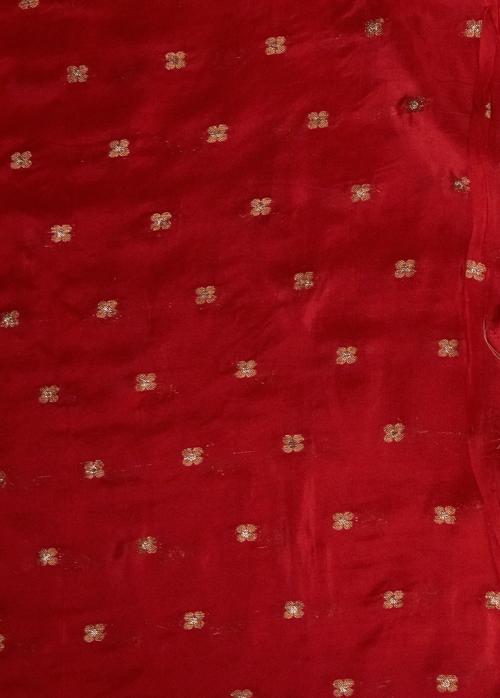 Red Cotton Crepe Bandhani Saree