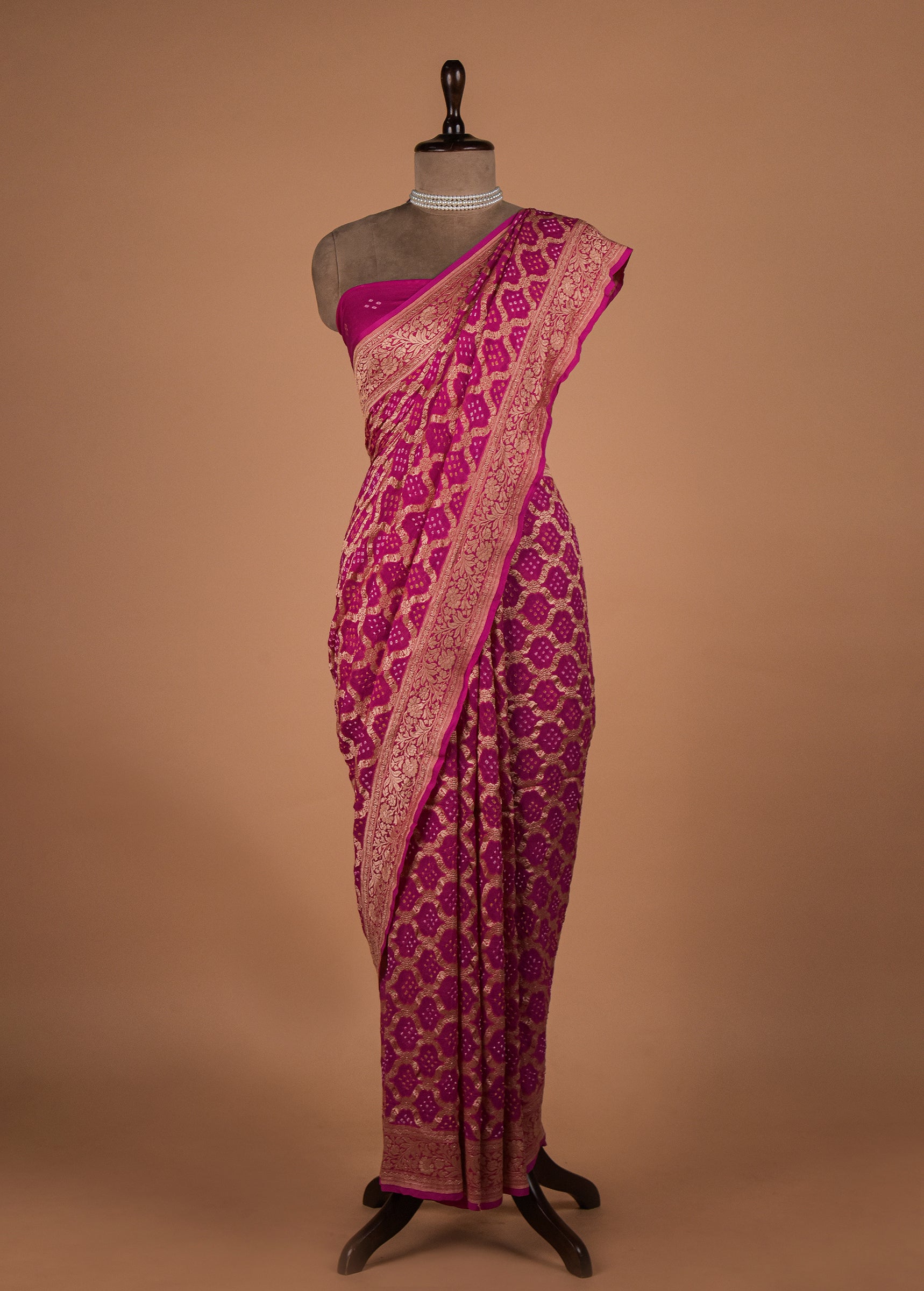 Pink Georgette Bandhani Saree