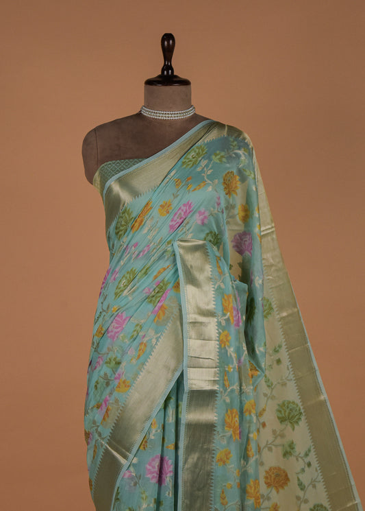 Blue Cotton Saree
