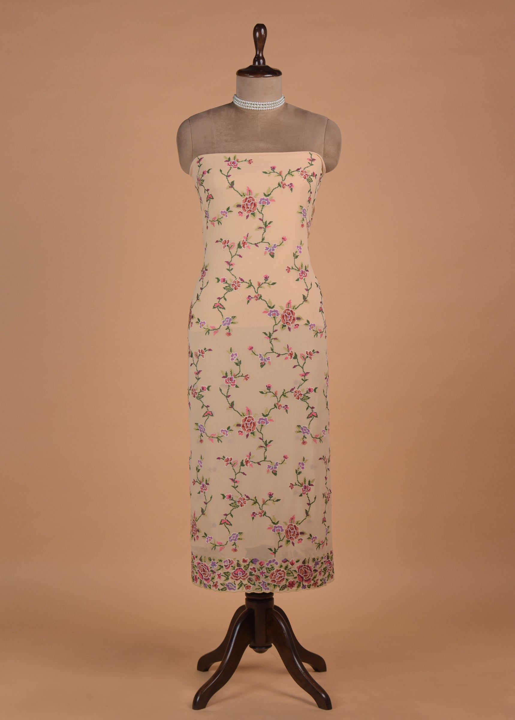 Beige Georgette Dress Material - Image 2 | Greenways Delhi