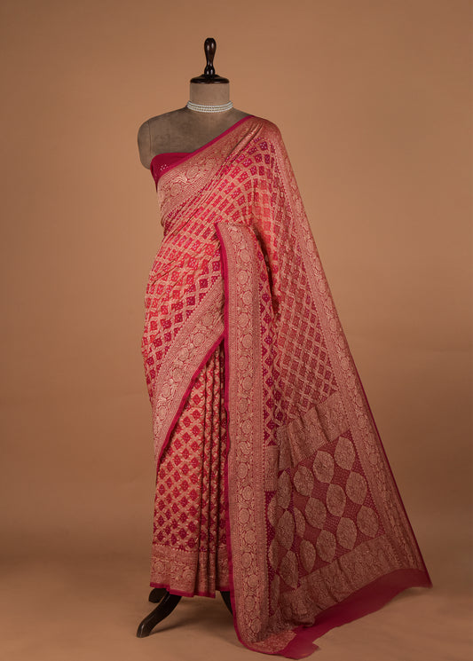 Multicoloured Georgette Bandhani Saree
