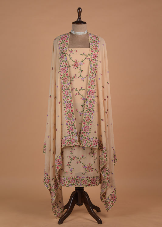 Beige Georgette Dress Material | Greenways Delhi