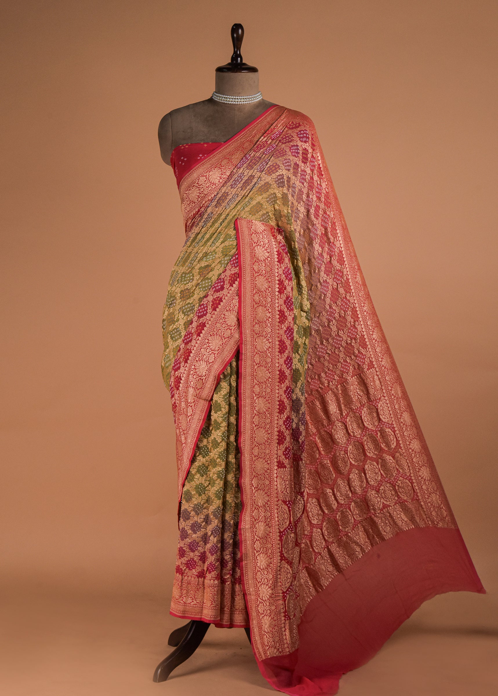 Multicoloured Georgette Bandhani Saree