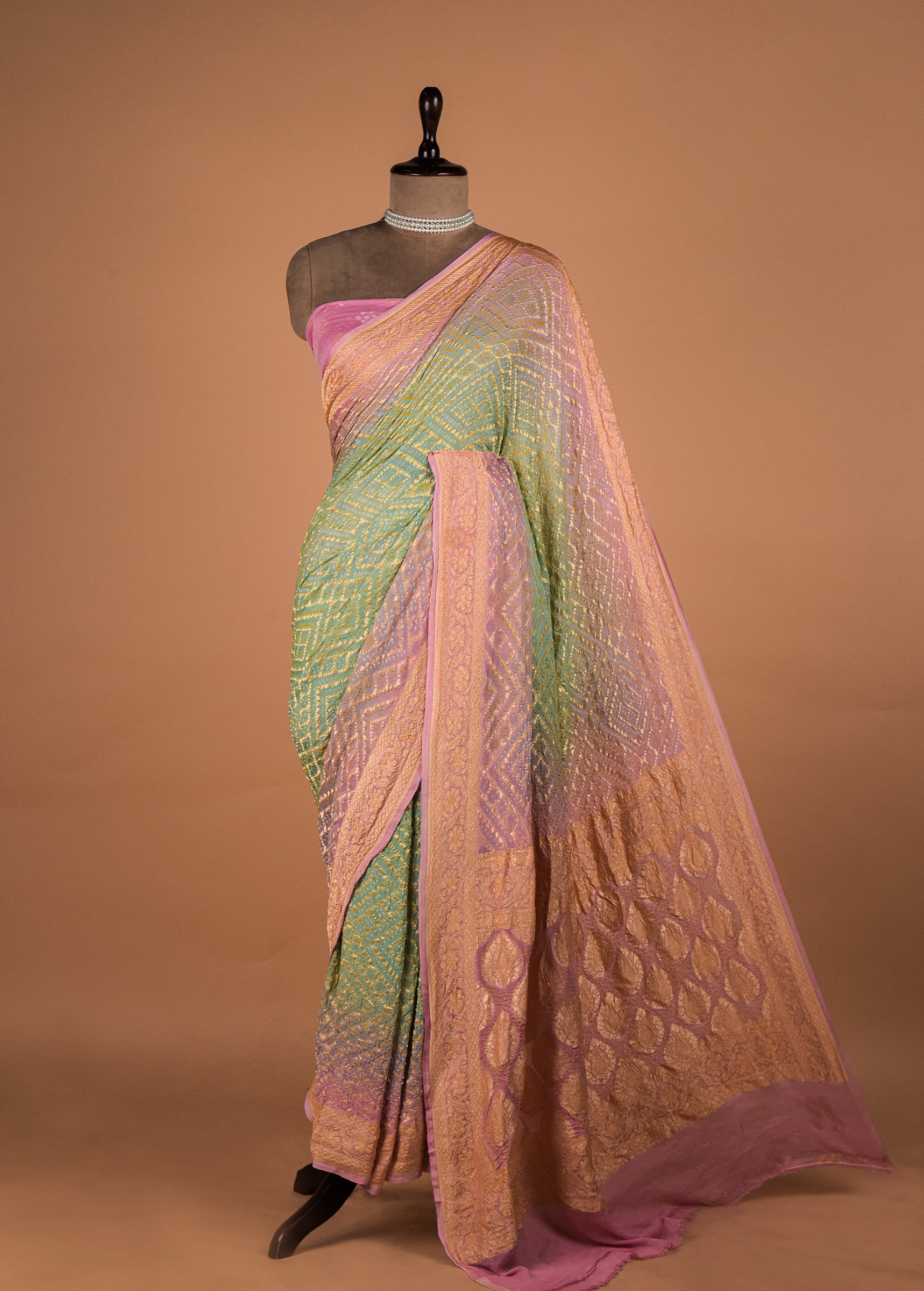 Multicoloured Georgette Bandhani Saree