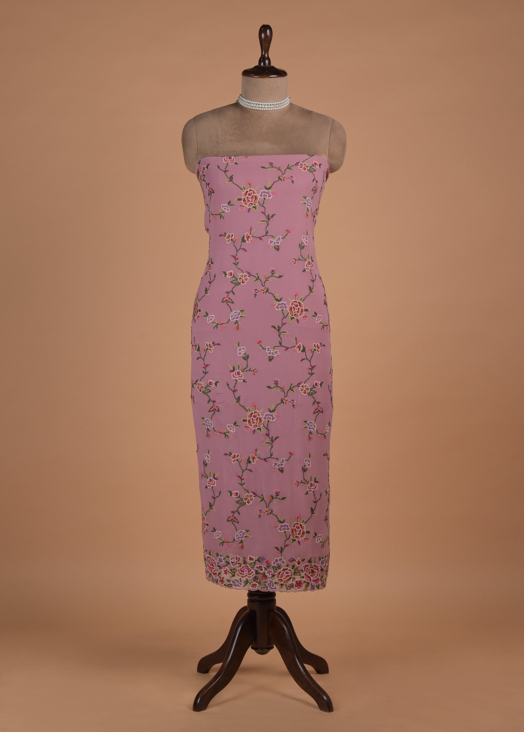 Pink Georgette Dress Material - Image 2 | Greenways Delhi