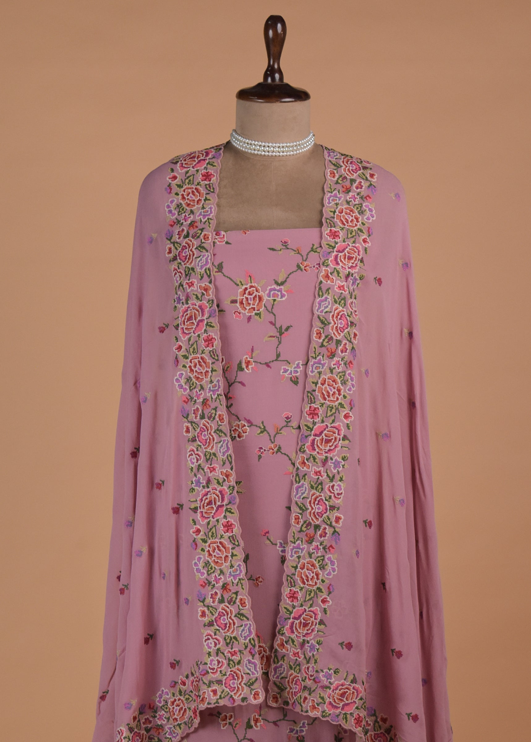 Pink Georgette Dress Material - Image 3 | Greenways Delhi