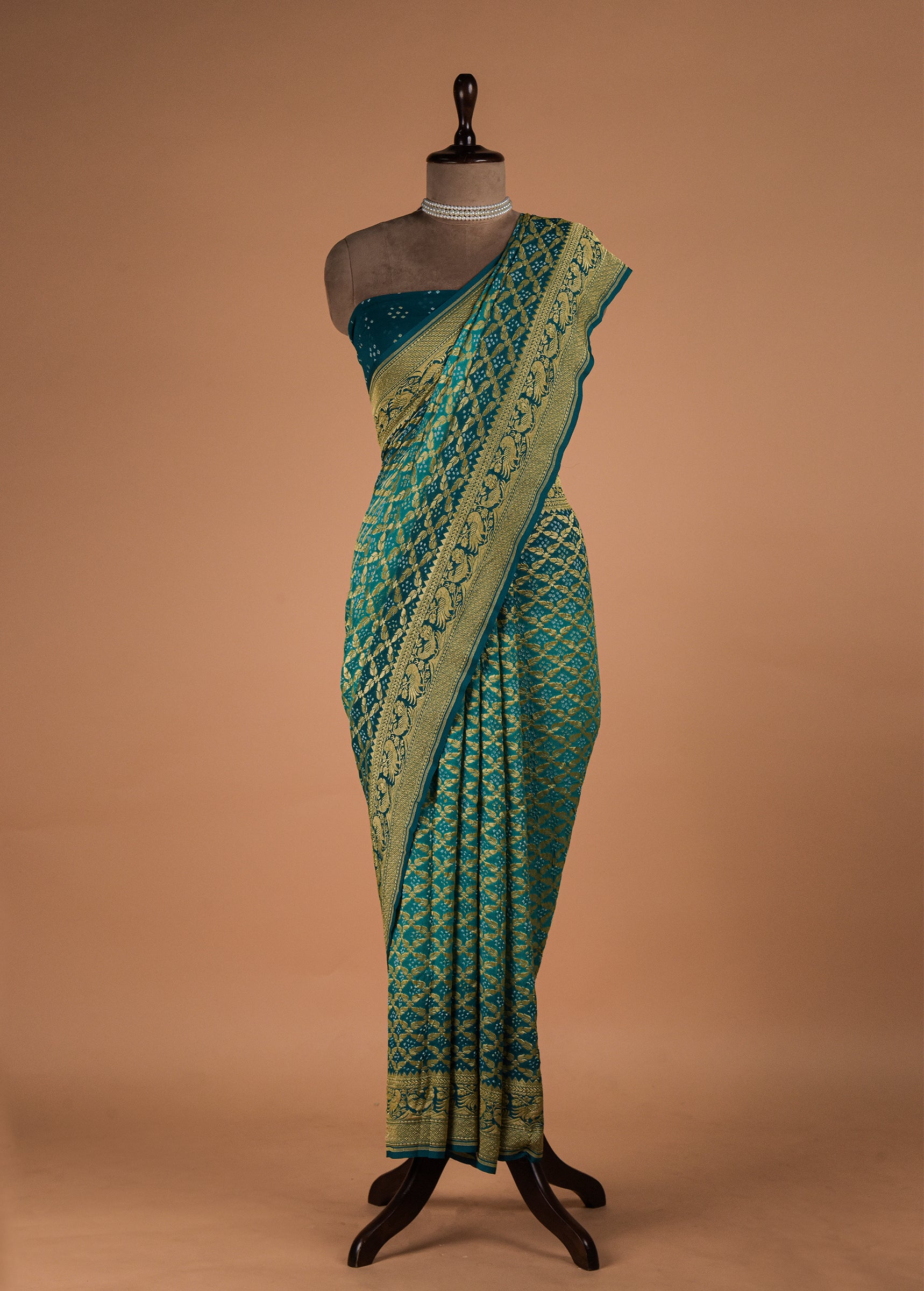 Blue Georgette Bandhani Saree