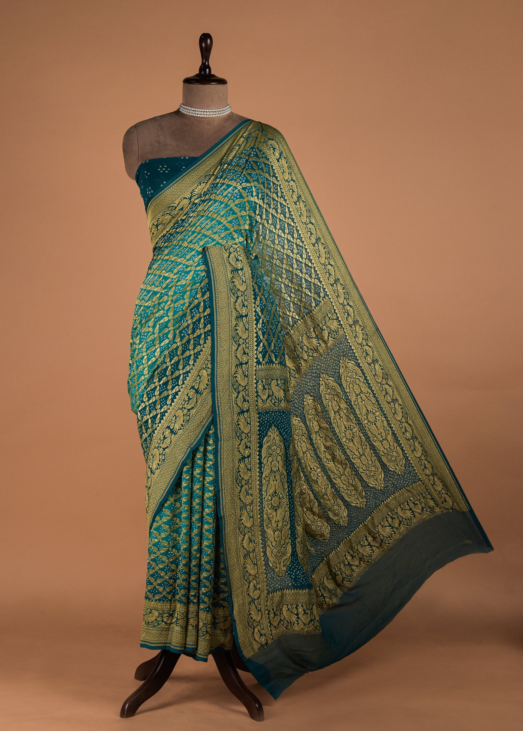 Blue Georgette Bandhani Saree