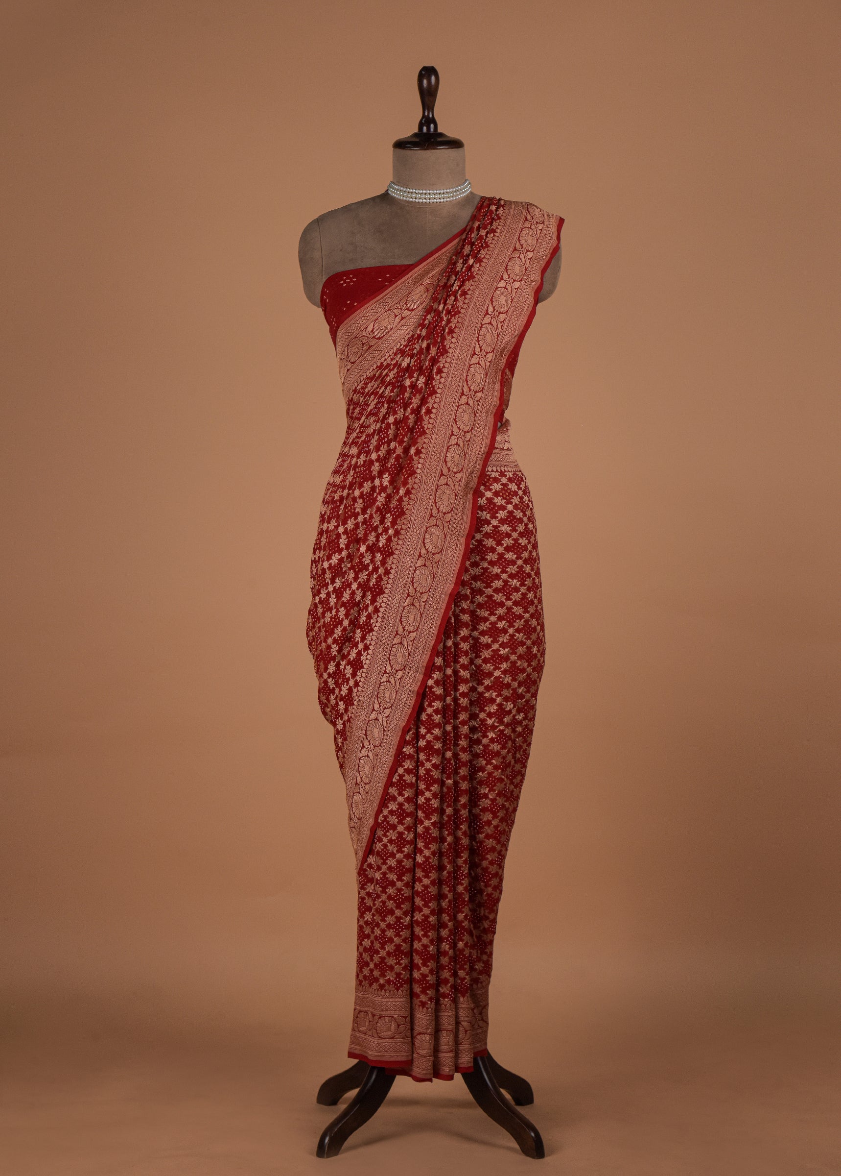 Red Georgette Bandhani Saree