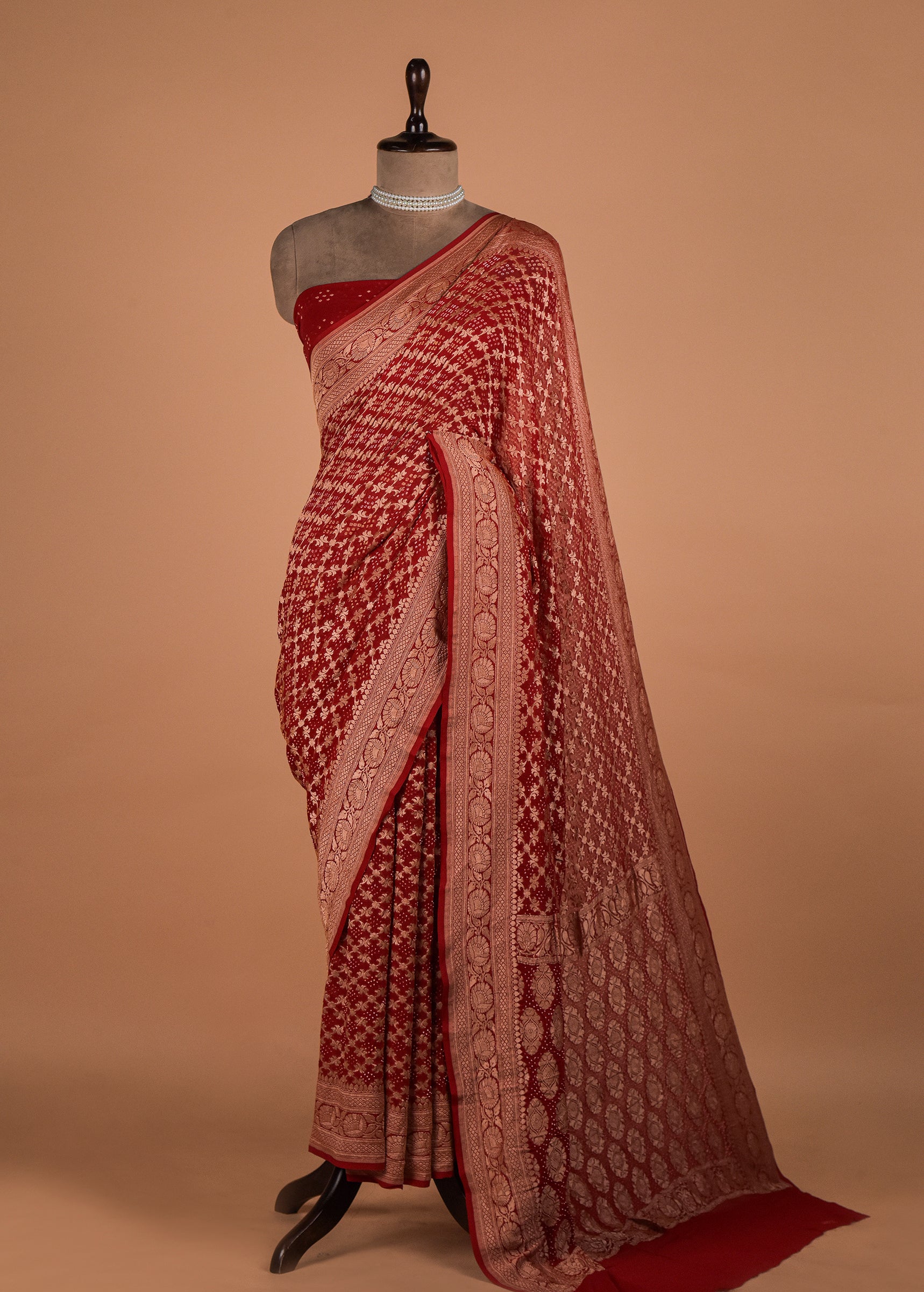 Red Georgette Bandhani Saree