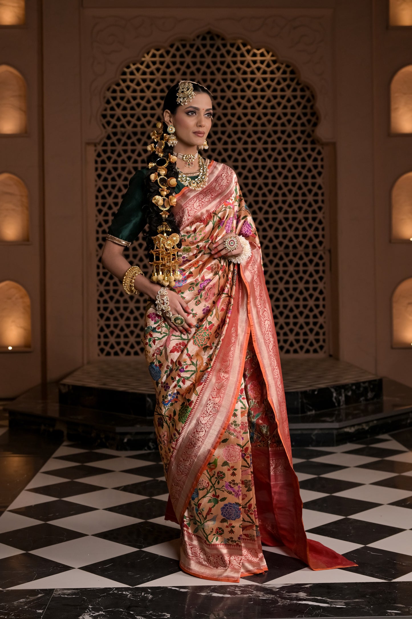 Multicoloured Silk Banarasi Saree