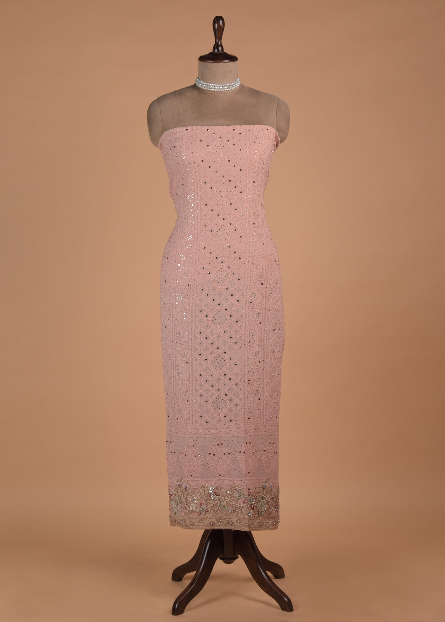 Peach Georgette Dress Material - Image 2 | Greenways Delhi