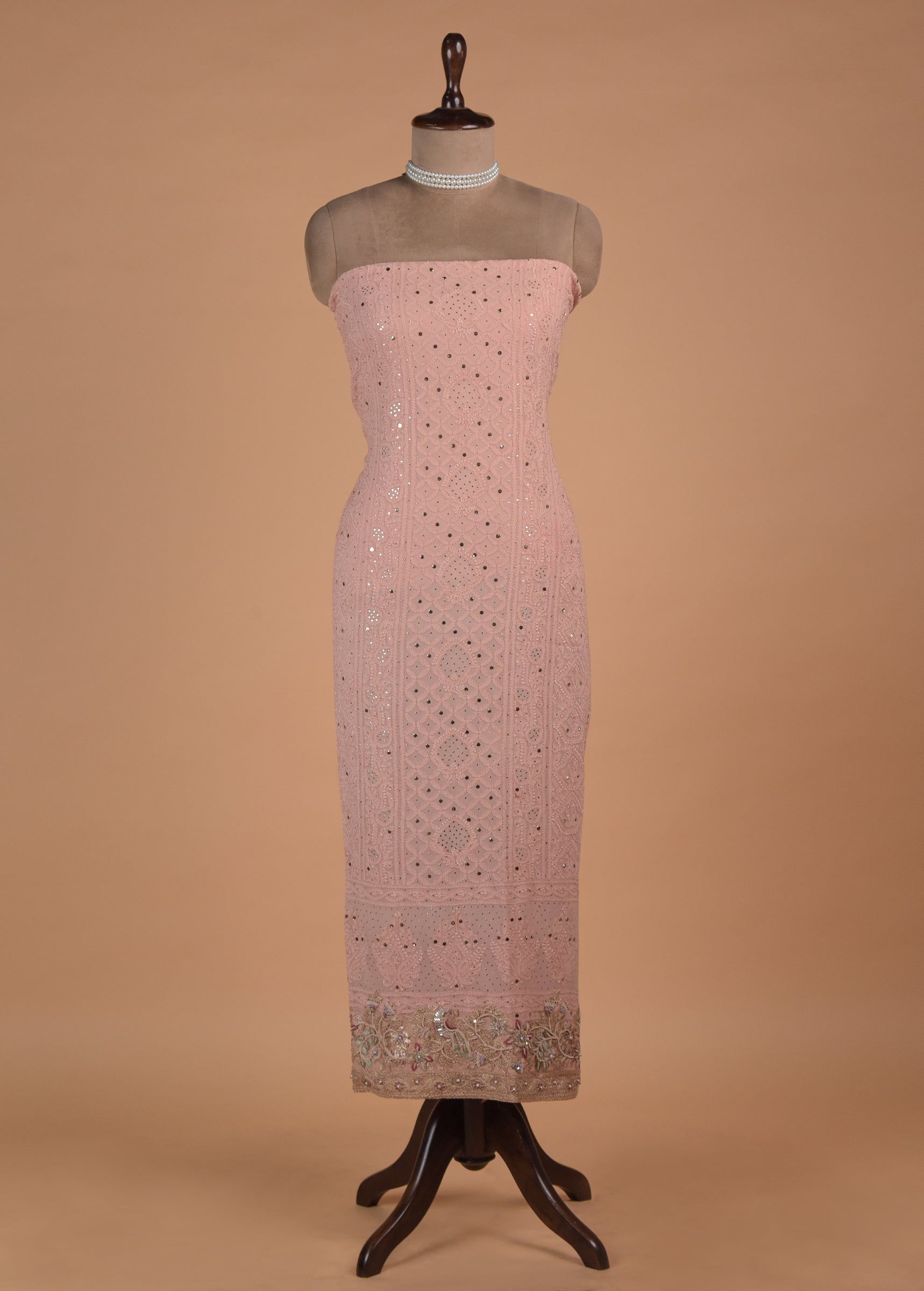 Peach Georgette Dress Material - Image 2 | Greenways Delhi