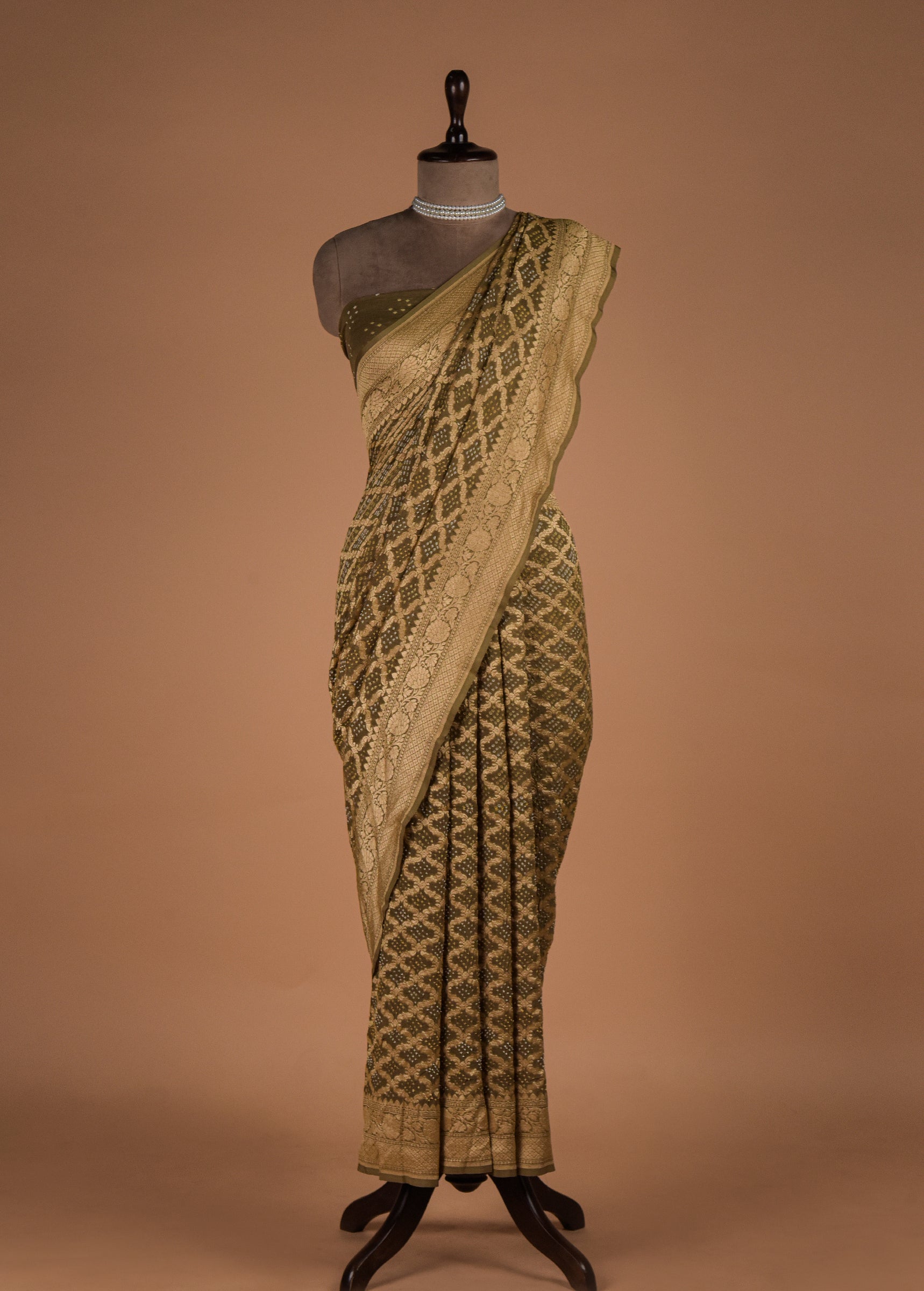 Green Georgette Bandhani Saree