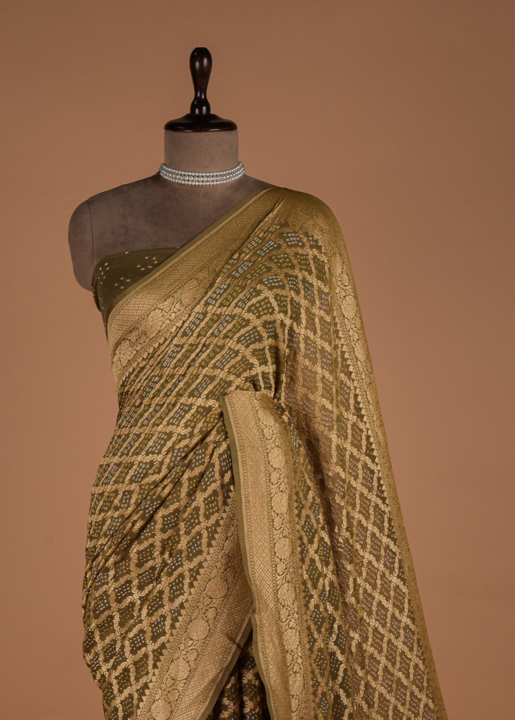 Green Georgette Bandhani Saree