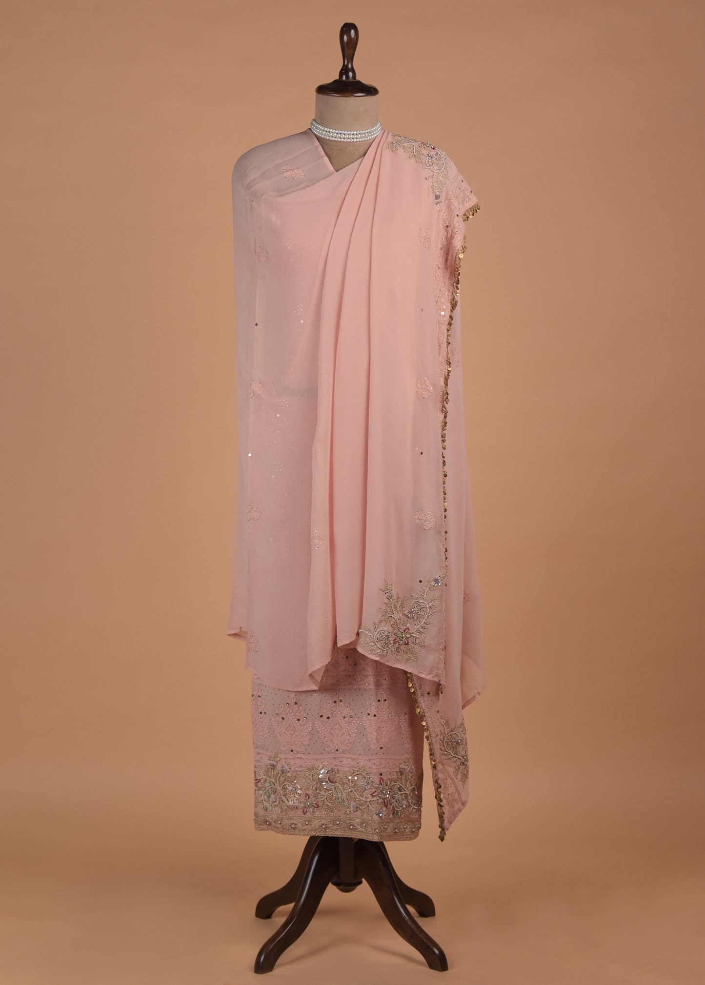 Peach Georgette Dress Material - Image 4 | Greenways Delhi