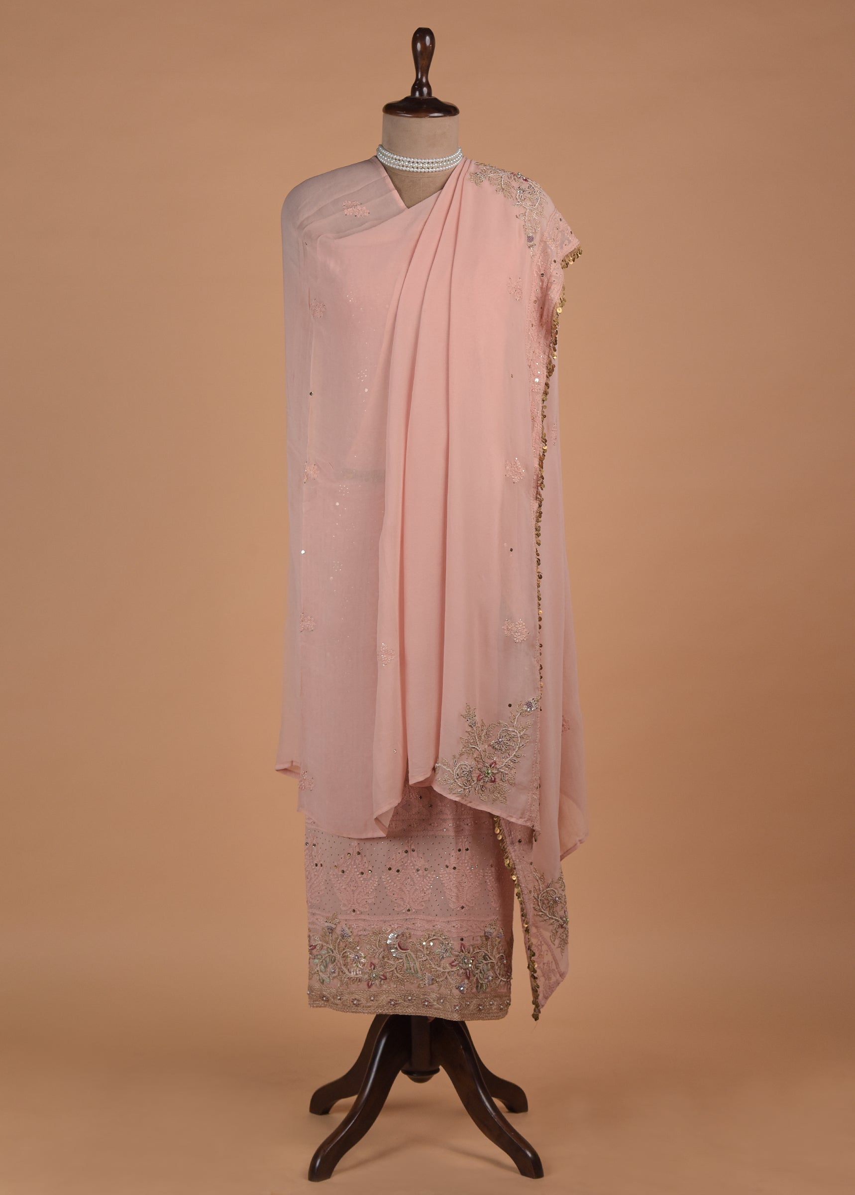 Peach Georgette Dress Material - Image 4 | Greenways Delhi