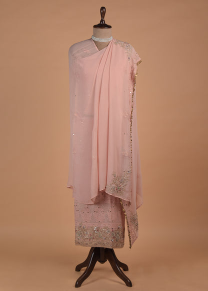 Peach Georgette Dress Material - Image 4 | Greenways Delhi